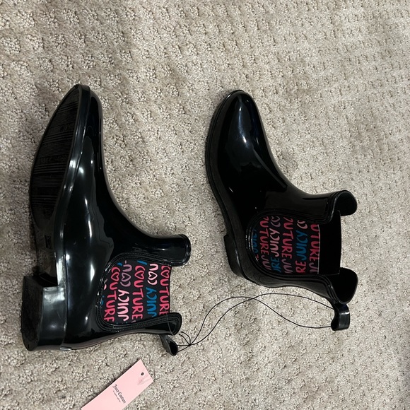 New JUICY COUTURE Romance Black Heart Graffiti MultiColor Rain Boots - Picture 5 of 16